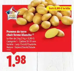 Lidl Pomme de terre chair ferme blanche offre