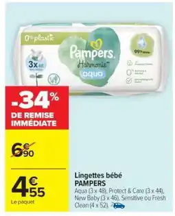 Carrefour LINGETTES BÉBÉ “PAMPERS” offre