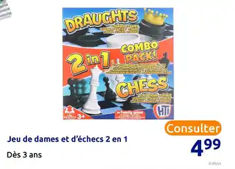 Action Jeu de dames et d'échecs 2 en 1 offre
