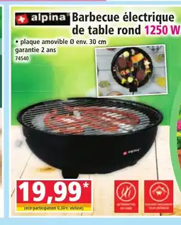 Norma ALPINA Barbecue électrique de table rond 1250 W offre
