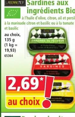 Norma Sardines aux ingrédients Bio offre