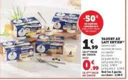 Hyper U YAOURT AU LAIT ENTIER offre