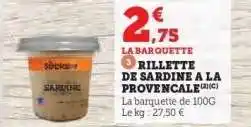 Hyper U RILLETTE DE SARDINE A LA PROVENCALE offre