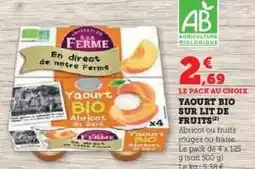 Hyper U YAOURT BIO SUR LIT DE FRUITS offre