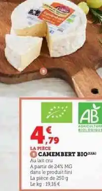 Hyper U CAMEMBERT BIO offre