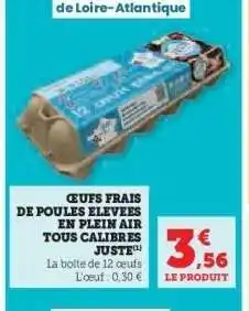 Hyper U Oeufs frais de poules élevées en plein air tous calibres offre