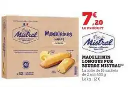 Hyper U MADELEINES LONGUES PUR BEURRE MISTRAL offre