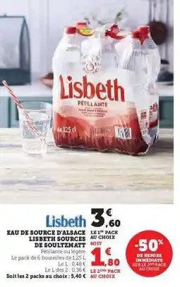 Hyper U Eau de source d'Alsace Lisbeth Sources de Soultzmatt offre
