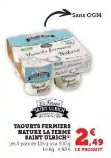 Hyper U YAOURTS FERMIERS NATURE LA FERME SAINT ULRICH offre