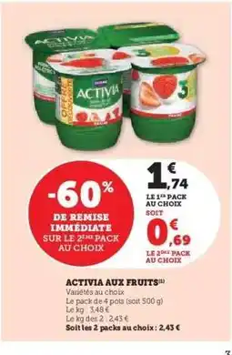 Hyper U ACTIVIA AUX FRUITS offre