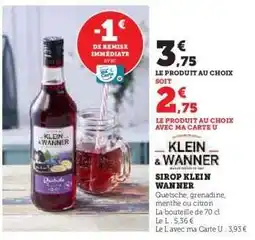 Hyper U SIROP KLEIN WANNER offre
