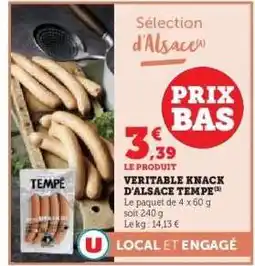 Hyper U VÉRITABLE KNACK D'ALSACE TEMPE offre