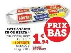 Hyper U Pâte à tarte en or Herta offre