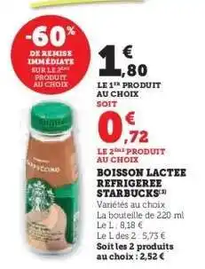 Hyper U Boisson Lactée Réfrigérée Starbucks offre