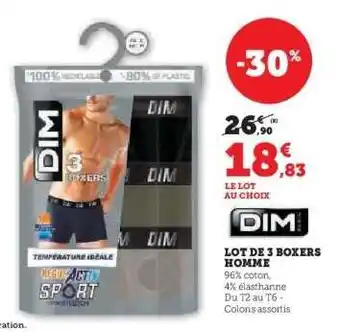 Hyper U LOT DE 3 BOXERS HOMME offre