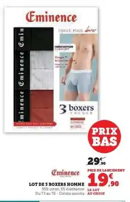 Hyper U LOT DE 3 BOXERS HOMME offre
