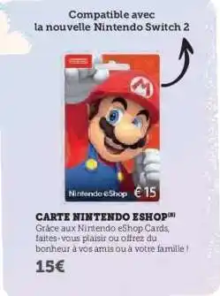 Super U CARTE NINTENDO ESHOP offre