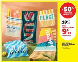 Hyper U Drap de plage velours imprimé 75x150cm offre