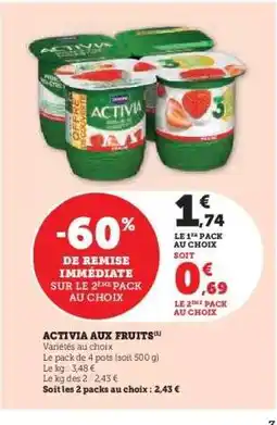 Super U ACTIVIA AUX FRUITS offre