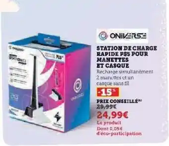Hyper U Station de charge rapide PS5 pour manettes et casque offre