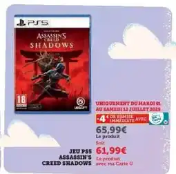 Hyper U JEU PS5 ASSASSIN'S CREED SHADOWS offre