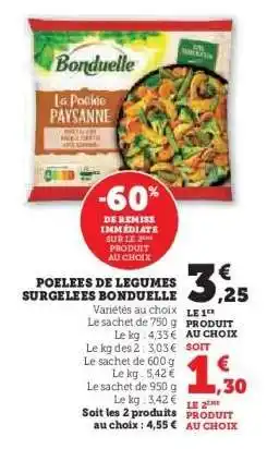 Super U POELEES DE LEGUMES SURGELEES BONDUELLE offre