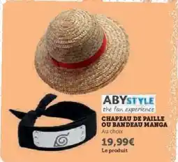 Hyper U Chapeau de Paille ou Bandeau Manga offre
