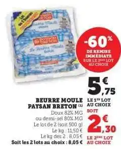 Super U Beurre Moulé Paysan Breton offre