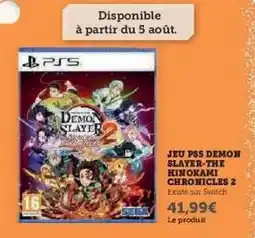 Hyper U JEU PS5 DEMON SLAYER-THE HINOKAMI CHRONICLES 2 offre