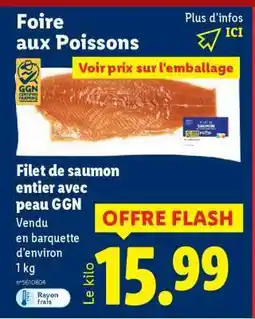 Lidl Filet de saumon entier avec peau GGN offre