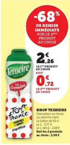 Super U Sirop Teisseire offre