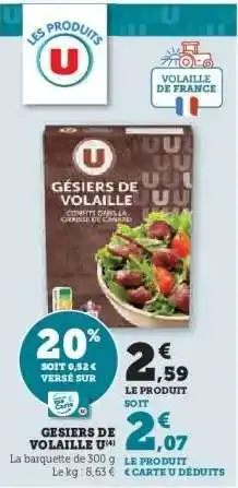Super U Gésiers de Volaille U offre