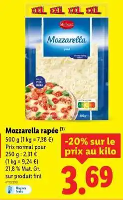 Lidl Mozzarella râpée offre