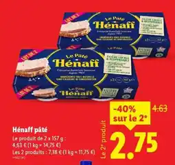 Lidl HÉNAFF Pâté offre
