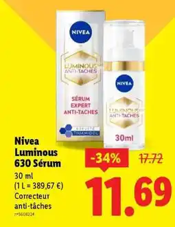 Lidl Nivea Luminous 630 Sérum offre