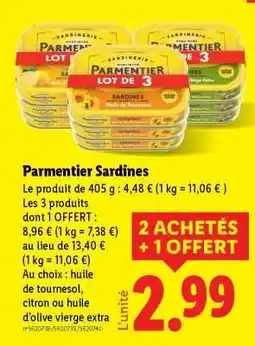 Lidl PARMENTIER Sardines offre