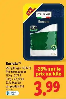 Lidl Burrata offre