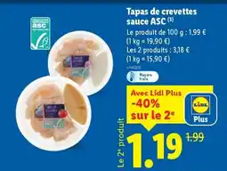 Lidl Tapas de crevettes sauce ASC offre