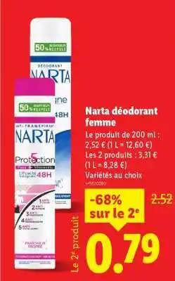 Lidl Narta déodorant femme offre