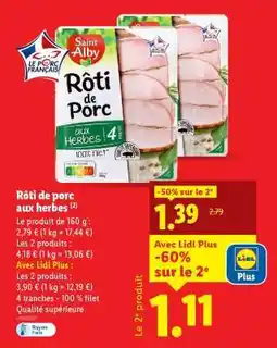Lidl Rôti de porc aux herbes offre