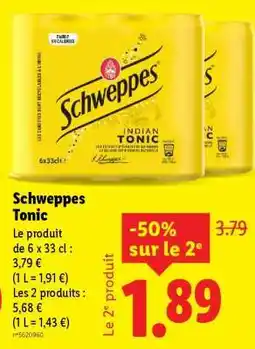 Lidl Schweppes Tonic offre