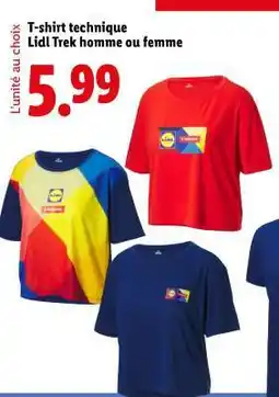 Lidl T-shirt technique Lidl Trek homme ou femme offre
