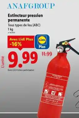 Lidl ANAFGROUP Extincteur pression permanente offre