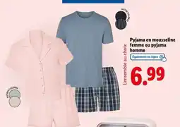 Lidl Pyjama en mousseline femme ou pyjama homme offre