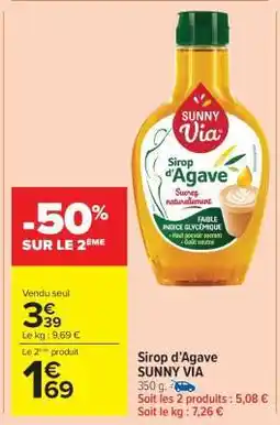 Carrefour Market Sirop D'agave Sunny Via offre
