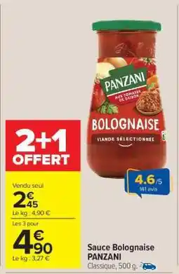 Carrefour Market Sauce Bolognaise Panzani offre