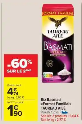 Carrefour Market Riz Basmati Format Familial TAUREAU AILÉ offre
