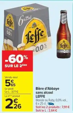 Carrefour Market Bière d'Abbaye sans alcool LEFFE offre