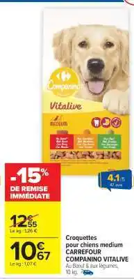 Carrefour Market Croquettes pour chiens medium CARREFOUR COMPANINO VITALIVE offre