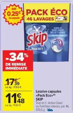 Carrefour Market Lessive capsules Pack Eco SKIP offre